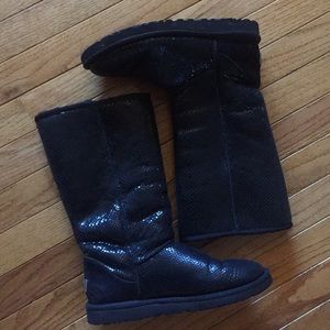 Ugg Black Classic Tall Snakeskin Size 7W